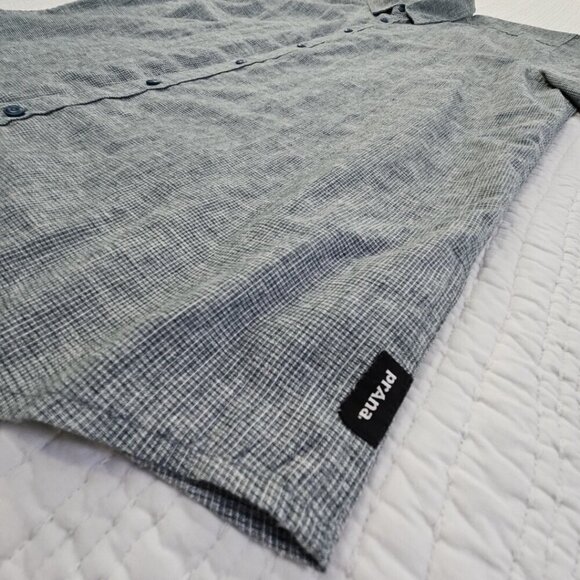 Prana Hemp Shirt Men's XL Gray Performance Stretch Short Sleeve Button Up Pocket - Picture 2 of 12